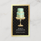 Black Gold Foil Aangepaste Mint Green Cake Bakery Visitekaartje (Voorkant)