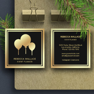 Black Gold Foil Balloons Party Event Planner Vierkante Visitekaartje