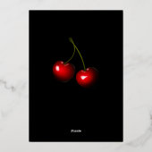 Black Gold Foil Birthday Kaart met Red Cherry (Achterkant)