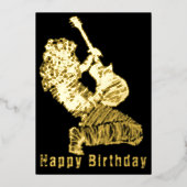 Black Gold Foil Birthday Kaart Rock Guitar Player (Voorkant)
