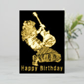 Black Gold Foil Birthday Kaart Rock Guitar Player (Staand Voorkant)