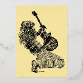 Black Gold Foil Birthday Kaart Rock Guitar Player (Achterkant)