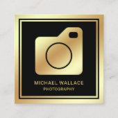 Black Gold Foil camera Professional fotograaf Vierkante Visitekaartje (Voorkant)
