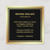 Black Gold Foil camera Professional fotograaf Vierkante Visitekaartje (Achterkant)