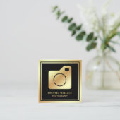 Black Gold Foil camera Professional fotograaf Vierkante Visitekaartje (Staand voorkant)