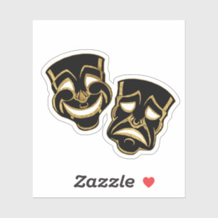Black Gold Foil Comedy en tragedie theater Sticker