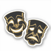 Black Gold Foil Comedy en tragedie theater Sticker (Voorkant)