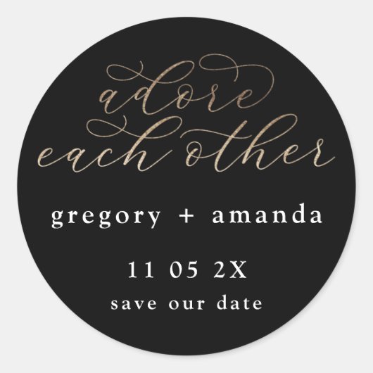 Black Gold Foil Elegant Calligraphy Lettering Ronde Sticker (Voorkant)