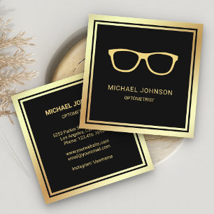 Black Gold Foil Eyeglasses Oogdokter Optometrist Vierkante Visitekaartje
