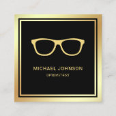Black Gold Foil Eyeglasses Oogdokter Optometrist Vierkante Visitekaartje (Voorkant)