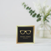 Black Gold Foil Eyeglasses Oogdokter Optometrist Vierkante Visitekaartje (Staand voorkant)