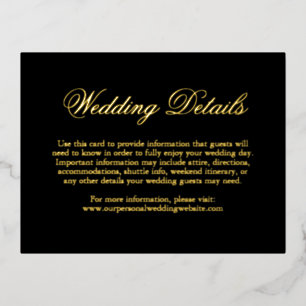 Black Gold Foil Formal Wedding Enclosure Kaart