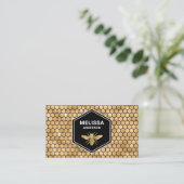 Black Gold Foil Hexagon Honeycomb Honey Bee Visitekaartje (Staand voorkant)