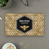 Black Gold Foil Hexagon Honeycomb Honey Bee Visitekaartje