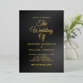 Black Gold Foil kalligrafie Simple Elegant Folie Uitnodiging (Staand Voorkant)