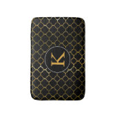 Black Gold Foil Kijk Marokkaans Quatrefoil Monogra Badmat (Voorkant Verticaal)