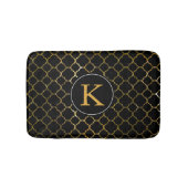 Black Gold Foil Kijk Marokkaans Quatrefoil Monogra Badmat (Voorkant)