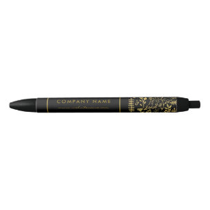 Black & Gold Foil Leaf Effect Company/Event Zwarte Inkt Pen