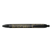 Black & Gold Foil Leaf Effect Company/Event Zwarte Inkt Pen (Achterkant)