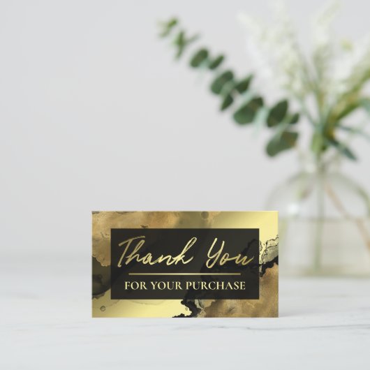 Black Gold Foil met dank voor uw aankoop Visitekaartje (Staand voorkant)
