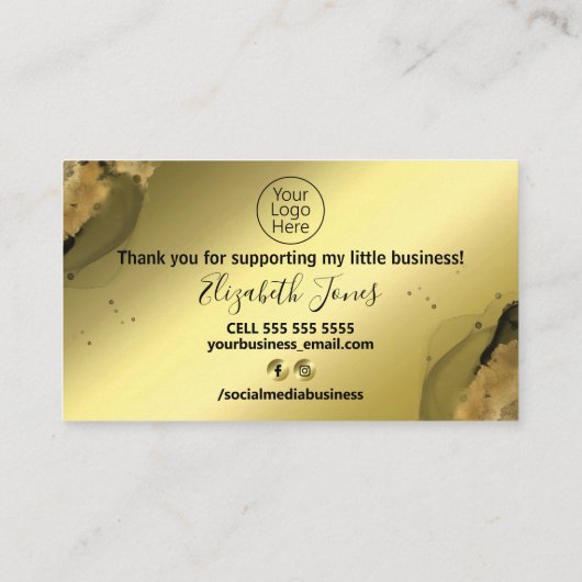 Black Gold Foil met dank voor uw aankoop Visitekaartje (Achterkant)