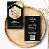Black Gold Foil model Actress QR Code Foto Visitekaartje