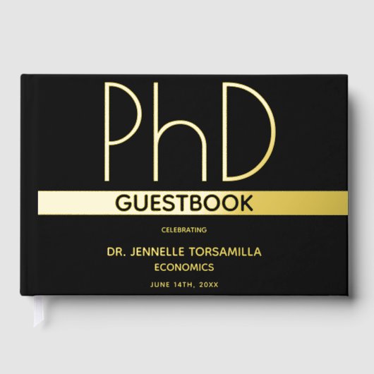 Black Gold Foil PhD Afstuderen Gastenboek (Voorkant)