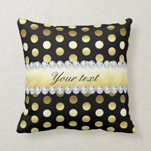 Black Gold Foil Polka Dots Diamonds Kussen