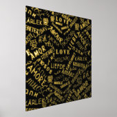 Black Gold Foil Prints Love Text Multi Language (Laagn)