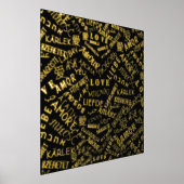 Black Gold Foil Prints Love Word Multi Language (Laagn)