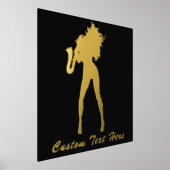 Black Gold Foil Prints Saxo Music Girl Custom Text (Laagn)