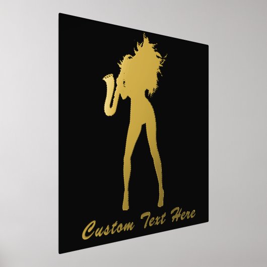 Black Gold Foil Prints Saxo Music Girl Custom Text (Laagn)