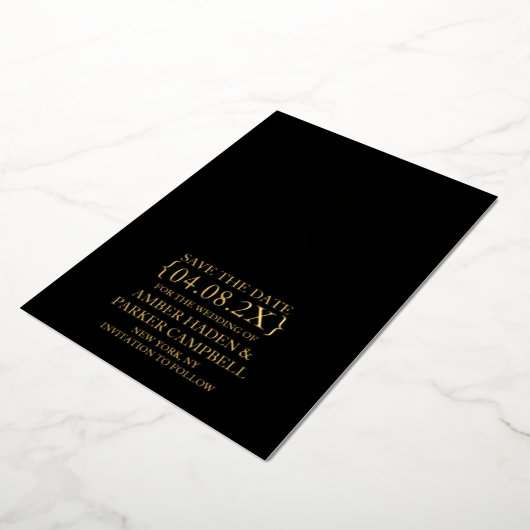 Black Gold Foil Save the Date Invite | Eindelijk Folie Uitnodiging (Gedraaid)