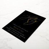 Black & Gold Foil Script 50th Birthday Party Folie Uitnodiging (Gedraaid)