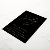 Black & Gold Foil Script 60th Birthday Party Folie Uitnodiging (Gedraaid)