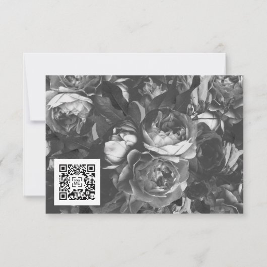 Black Gold Foil Stripe QR CODE BACK Weddenschap RSVP Kaartje (Achterkant)