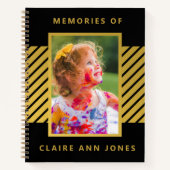 Black Gold Foil Stripes Child Memory Notitieboek (Voorkant)