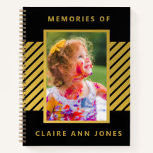 Black Gold Foil Stripes Child Memory Notitieboek