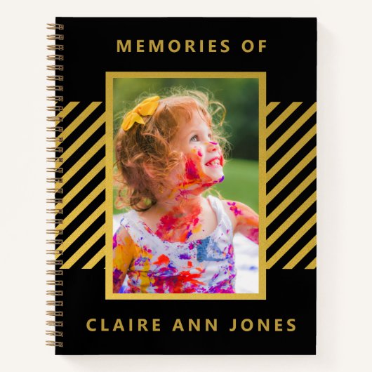 Black Gold Foil Stripes Child Memory Notitieboek (Voorkant)