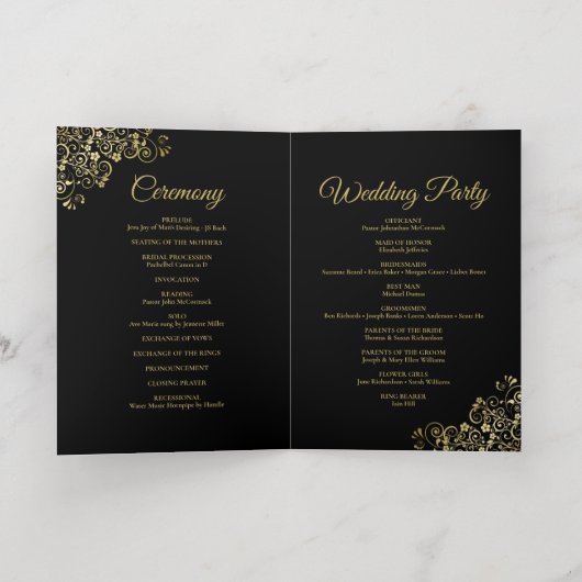 Black & Gold Foil Wedding Invite Program Combo Folie Wenskaart (Binnenlaag)