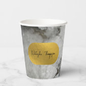 Black Gold Foil Zee Crystals Handtekening Papieren Bekers (Achterkant)