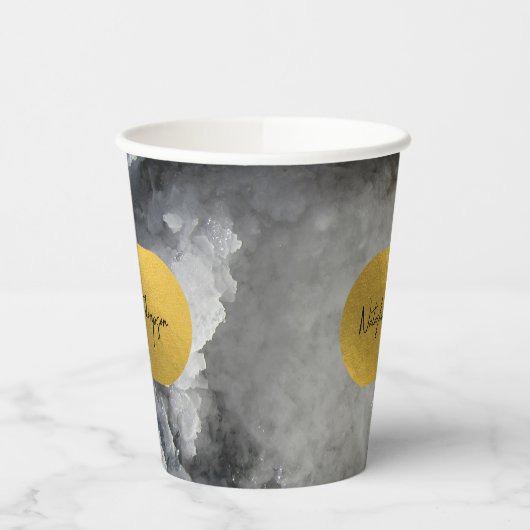 Black Gold Foil Zee Crystals Handtekening Papieren Bekers (Links)