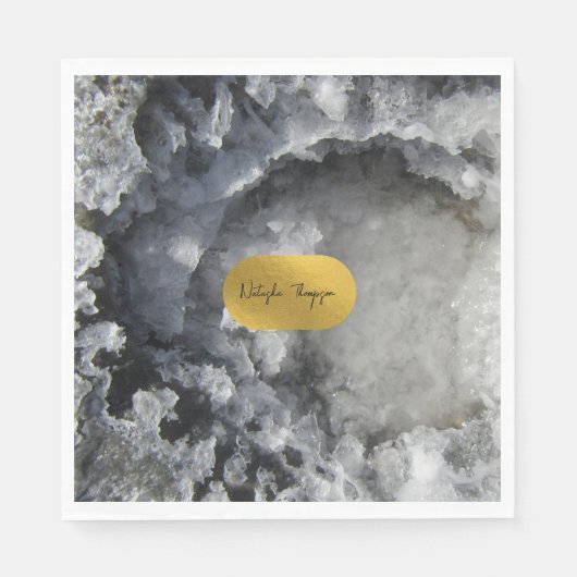 Black Gold Foil Zee Crystals Handtekening Servet (Voorkant)