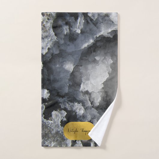 Black Gold Foil Zee Crystals Signature Script Bad Handdoek (Handdoek)