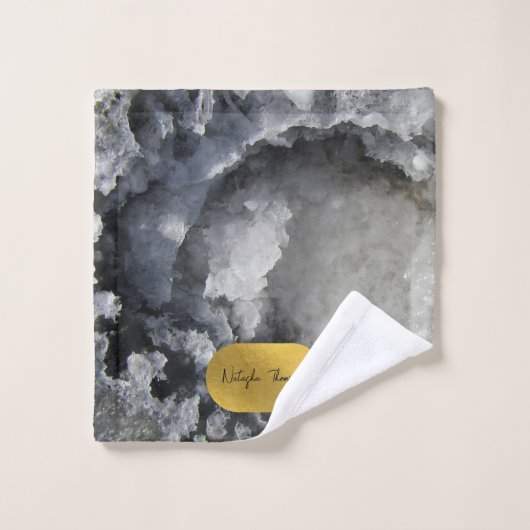 Black Gold Foil Zee Crystals Signature Script Bad Handdoek (Wasdoekje)