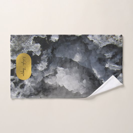 Black Gold Foil Zee Crystals Signature Script Bad Handdoek (Handdoek)