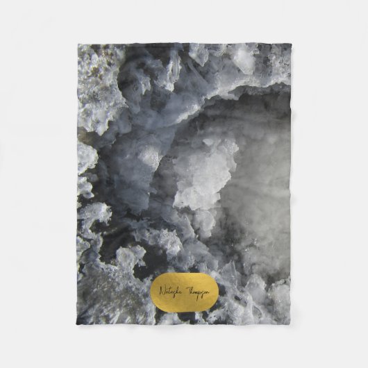 Black Gold Foil Zee Crystals Signature Script Fleece Deken (Voorkant)