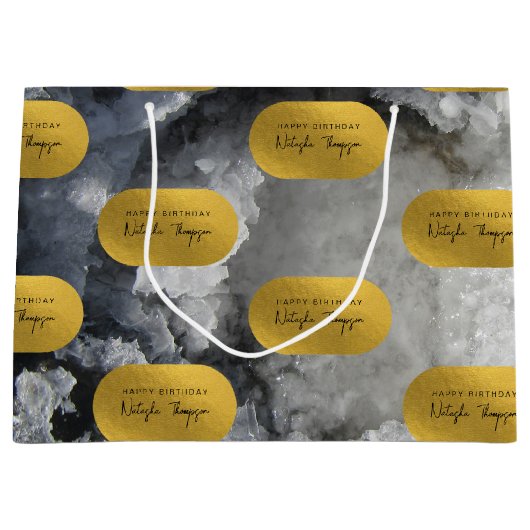 Black Gold Foil Zee Crystals Signature Script Groot Cadeauzakje (Voorkant)