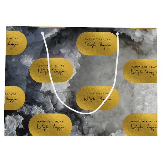 Black Gold Foil Zee Crystals Signature Script Groot Cadeauzakje (Achterkant)