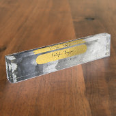 Black Gold Foil Zee Crystals Signature Script Naambordje (Zijkant)